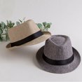 thumbnail image 3 of SNNROO Men Women Straw Fedora Hat Trilby Cuban Sun Cap Panama Short Brim Floral Summer, 3 of 5