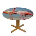 thumbnail image 3 of WYYP  Pink Flamingo on Beach Print Round Tablecloth 60 Inch Soft Resistant Table Cloth Waterproof Table Cover for Kitchen Dining Table Parties Camping White, 3 of 7