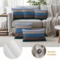 thumbnail image 6 of Blue Wooden Outdoor Waterproof Pillow Covers, Grey Stripe Gradient Country Rustic Grain Decorative Rectangle Throw Pillowcase Sofa Cushion Sham for Patio/Couch/Chair, 20"x12" 2 Pack, 6 of 8