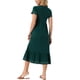thumbnail image 3 of VESTIDO MIDI A-LINE CON CUELLO EN V Y MANGAS CORTAS CON BOLSILLOS EN CONTRASTE PARA MUJERES INSPIRE CHIC XL Verde Oscuro, 3 of 6