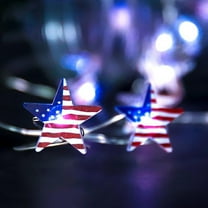SDJMa Independence Day American Flag Stars String Lights, 4th of July Red White Blue Light 10ft 30 LEDs with Remote, Battery Powered, Patriotic Decor for Memorial Day Presidents Day