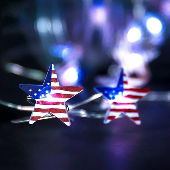 Dvkptbk 4Th Of July Decoion, Lumières Rouges Blanches et Bleues Télécommande Guirlande Lumineuse Intérieure Extérieure, Idéal pour Tout Décoion Patriotique & Décoion Jour de l'Indépendance, 9.84 F