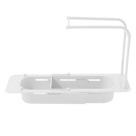 

GUSTVE 2-in-1 Telescopic Sink Rack Adjustable Portable Sink Tray Expandable Storage Drain Basket Sink Organizer for Home Kitchen