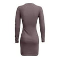thumbnail image 5 of Jiyugala Dresses for Women 2023 Casual Winter Fall Plus Size Long Sleeve V-Neck Solid Knit Zipper Mini Slim Pullover Fashion Dress, 5 of 6