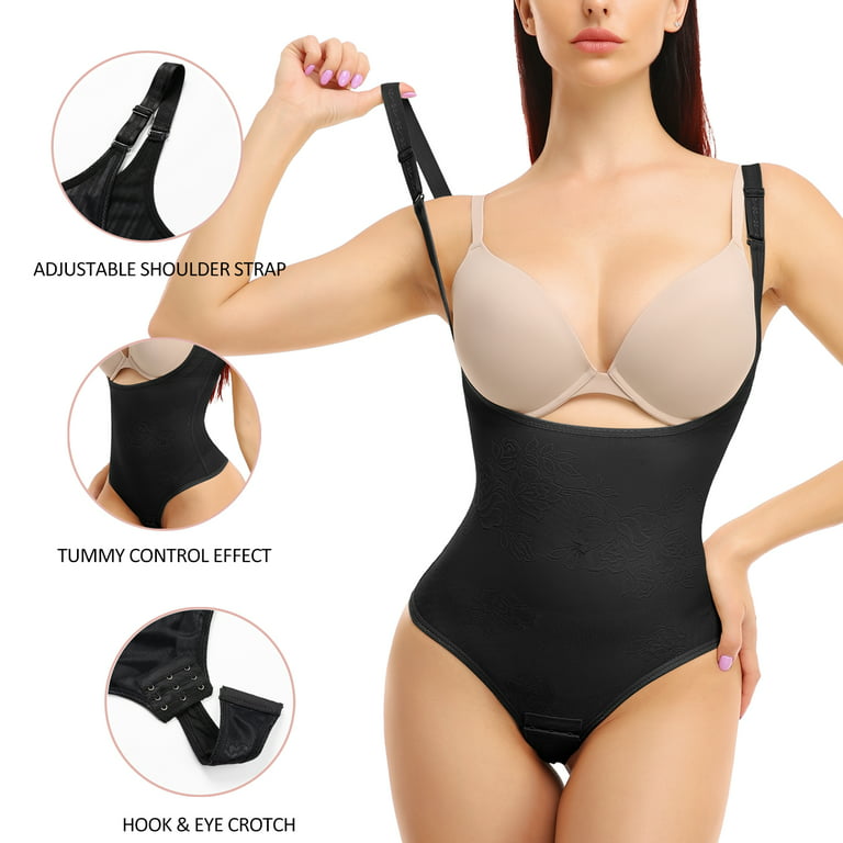 Tummy Control Shapewear Thong Bodysuit for Women Open Bust Body Shaper  Waist Trainer Bodysuit Body Briefer