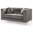 thumbnail image 2 of HomeStock French Country Loveseat 62"L x 34"W x 31"H, Soft Velvet, Pocketed Coil Cushions, Stylish Chrome Legs, and Pillows-Color:Dark Gray, 2 of 5