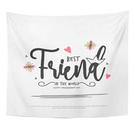 UFAEZU Creative Celebrate Happy Friendship Day Best Friends Forever Typographic Design Cheerful Emotion Wall Art Hanging Tapestry Home Decor for Living Room Bedroom Dorm 51x60