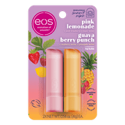 eos Sunset Sips Lip Balm Stick- Pink Lemonade & Guava Berry Punch, 0.14 oz, 2-Pack