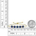 thumbnail image 3 of Gem Stone King 18K Yellow Gold Plated Silver Blue Created Sapphire and White Lab Grown Diamond Tennis Bracelet for Women (5.06 Cttw, Cushion 6MM, Gemstone Birthstone, Fully Adjustable up to 9 inch), 3 of 4