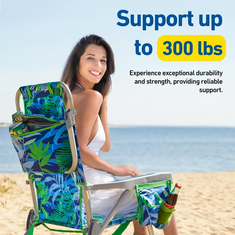 Banana Boat Lightweight Backpack 5 Position with Lay Flat Folding Beach Chair with FREE Thermal Drink Sleeve for Cold Drinks Turquoise Aqua 1 Pack Walmart