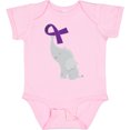 thumbnail image 3 of Inktastic Purple Awareness Ribbon Elephant Boys or Girls Baby Bodysuit, 3 of 5