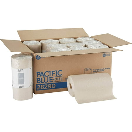 Georgia Pacific Professional Pacific Blue Basic Jumbo Perforated Kitchen Roll Paper Towels  11 x 8.8  Brown  250/Roll  12 Rolls/Carton -GPC28290