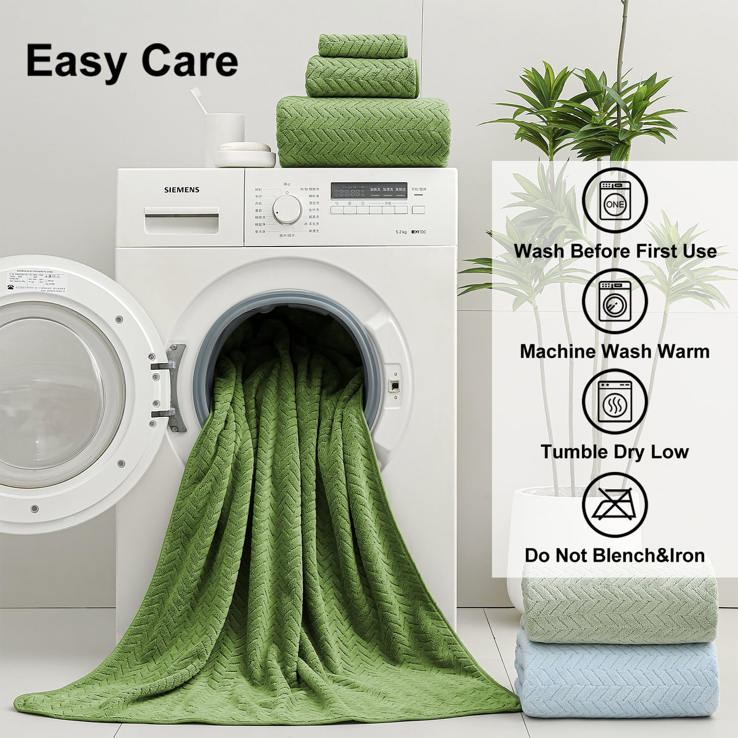 Beartech 4 Pack Microfiber Bath Towels Set - 2 Bath sheet,Soft, Highly Absorbent, Quick Dry & Less Lint Shower towel for Bathroom, Hotel-Olive