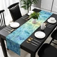 thumbnail image 3 of Turquoise Blue Teal Table Runner 120 Inches Long, Chic Stained Glass Texture Aesthetic Kitchen Coffee Dining Table Decoration for Home Party Birthday Wedding Home Decor 13x120 Inches, 3 of 8