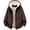 Brown, variant on Women's Hooded Softshell Jacket Lightweight Zip Up Long Sleeve Fleece Lined Coat Loose Casual Solid Color Fall Winter Drawstring Hoodies S
