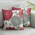 COMIO Burgundy Red Throw Pillows Covers, Wine Red Dahlia Flower Pillow Cushion Cases, Oriental