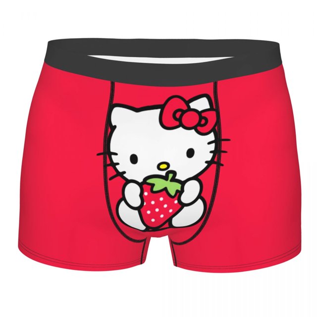 RWJDXD Custom Hello Kitty Underwear Men Stretch Boxer Briefs Shorts Panties Soft Underpants For Male o