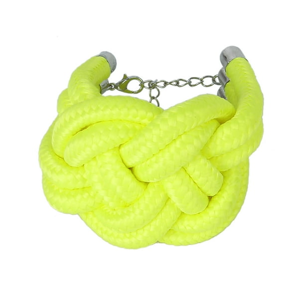 Hecho A Mano Grueso Fluorescente De Cuerda Tejida De Amarilla Sunnimix Pulsera fluorescente