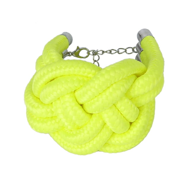 Hecho A Mano Grueso Fluorescente De Cuerda Tejida De Amarilla Zulema Pulsera fluorescente