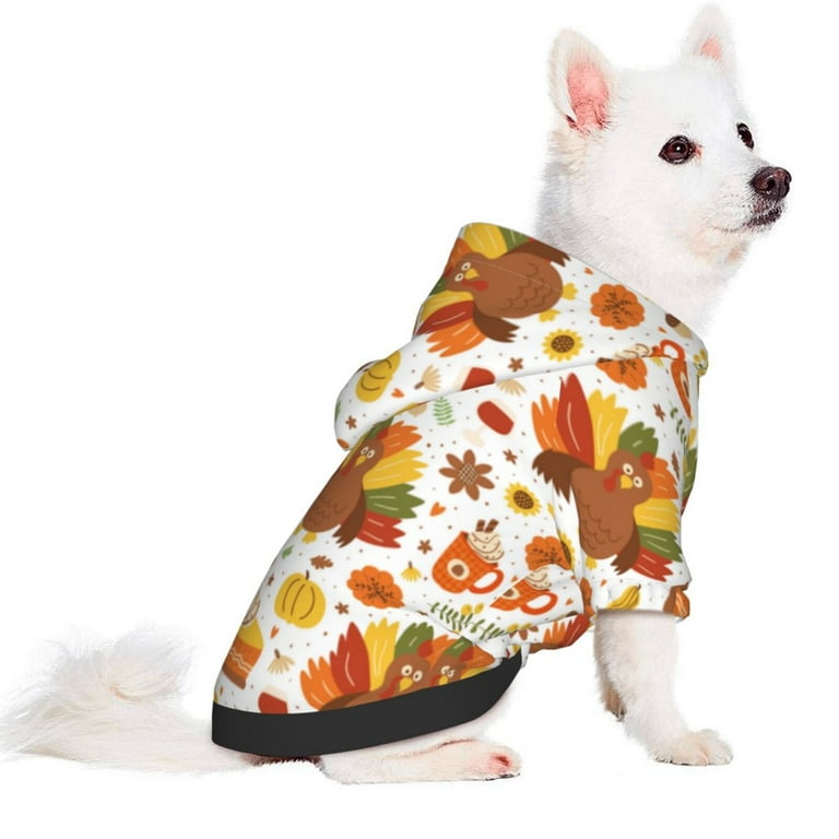 Zeuib Thanksgiving With Turkey Print Pet Clothes,Pet Outfit, Puppy
