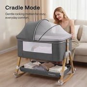 HARPPA 3 in 1 Baby Bassinet Bedside Sleeper, Height Adjustable, Easy Folding, Gray