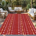 thumbnail image 3 of Fsddascl Red Christmas Outdoor Rug for Patio/Deck, Non-Slip Large Area Rug 5 x 8 Ft, White Winter Snowflake Yellow Geometric Abstract Indoor Outdoor Rugs Washable Area Rugs, Camping Rug Carpet, 3 of 5
