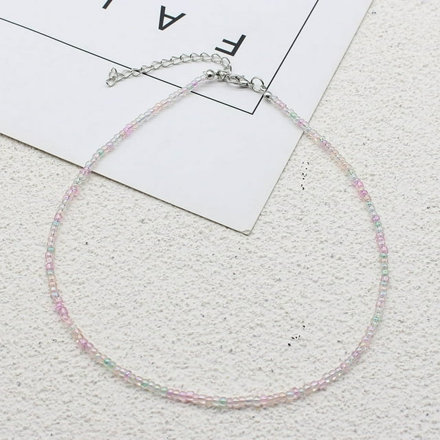 Collier Ras du Cou Simple Perles de Graines Femmes Charme Mode Coréenne Chaîne Col Boho Fait Main Bijou Cadeau