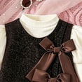 thumbnail image 6 of felwors Girls Bow Dress for Ages 2-7, Long Sleeve Elegant Princess Outfit for Fall (4-5 Years,Coffee), 6 of 7