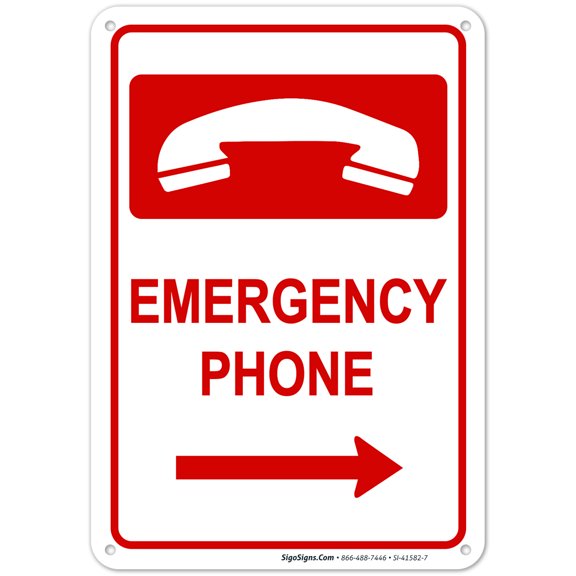 Emergency Phone Right Arrow Sign,