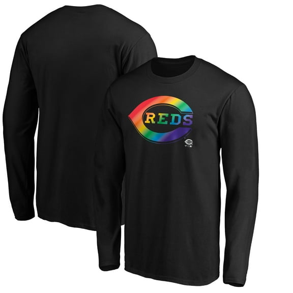 Men's Black Cincinnati Reds Team Pride Logo Long Sleeve T-Shirt