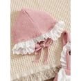 thumbnail image 5 of Lnzyyephy Baby Suit Set, Contrast Color Bowknot Sleeveless Ruffle Knitted Romper and Hat for Girls, 0-18 Months, 5 of 9