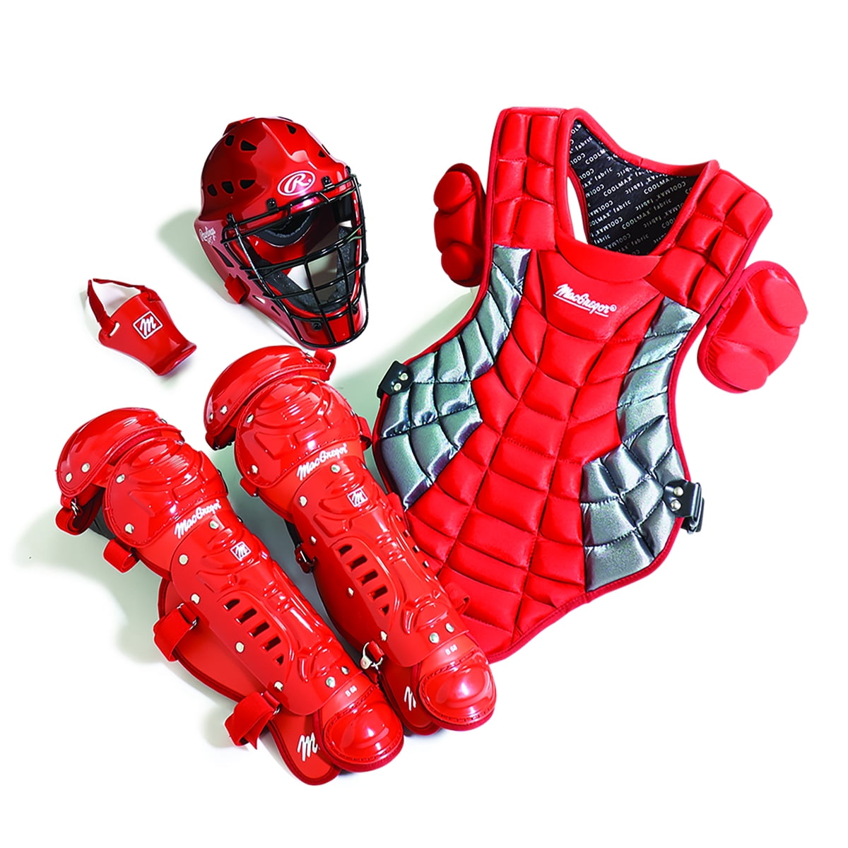 Junior Catcher's Gear Pack in Scarlet Red/Silver (Ages 58)