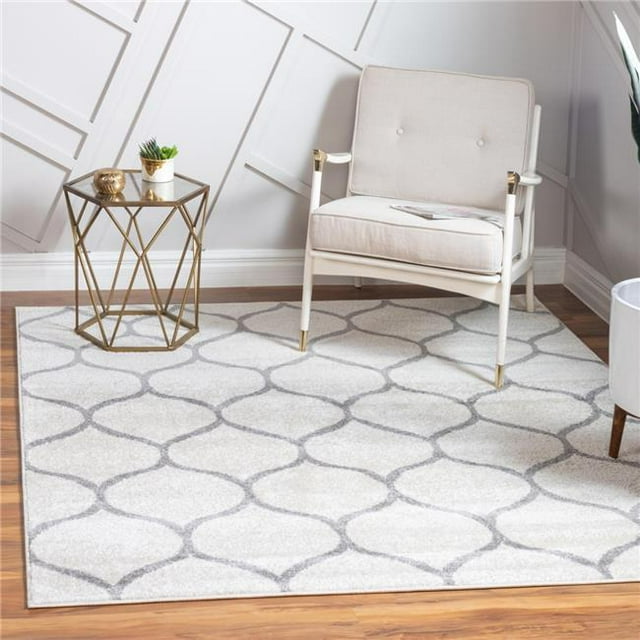 Unique Loom 3151562 Tapis Carré à Treillis Arrondi 6 x 6 Pi, Ivoire