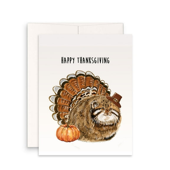 Thanksgiving Card with Adorable Turkey Design – "Happy Thanksgiving" Greeting – Envelope Included, Blank Inside – Perfect for Family and Friends
