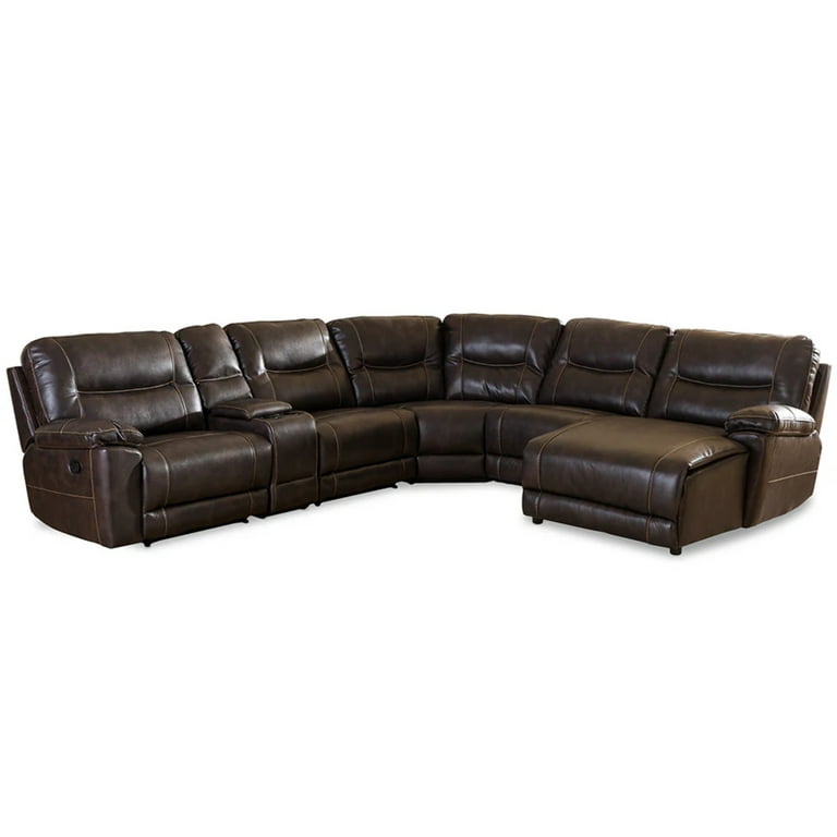 Baxton Studio Mistral Modern and Contemporary Dark Brown Bonded Leather 6-Piece Sectional with Recliners Corner Lounge Suite Baxton Studio Mistral Modern and Contemporary Dark Brown Bonded Leather 6-Piece Sectional with Recliners Corner Lounge Suite