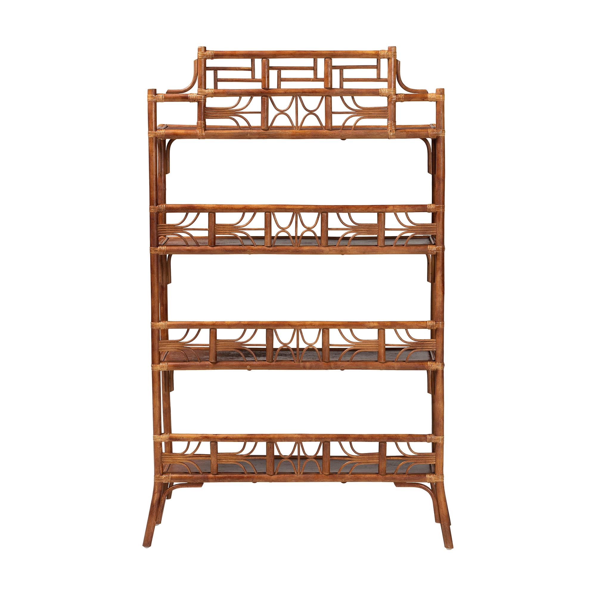 bali & pari Aleya Boho Display Shelf, 4-Tier, Marbled Tortoise Brown