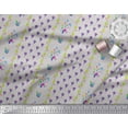 thumbnail image 2 of Soimoi Gray Cotton Cambric Fabric Stripe & Freesia Floral Print Fabric by the Yard 56 Inch Wide, 2 of 3