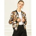 thumbnail image 4 of INSPIRE CHIC Women's Stand Collar Zip up Floral Prints Crop Length Bomber Jacket, 4 of 6