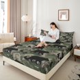 thumbnail image 3 of Castle Fairy Teens Green Camo Wildlife King Sheets 4pcs,Black Bear Duck Bedding,Olive Dark Green Black,1 Fitted Sheet, 1 Flat Sheet and 2 Pillowcases, 3 of 6