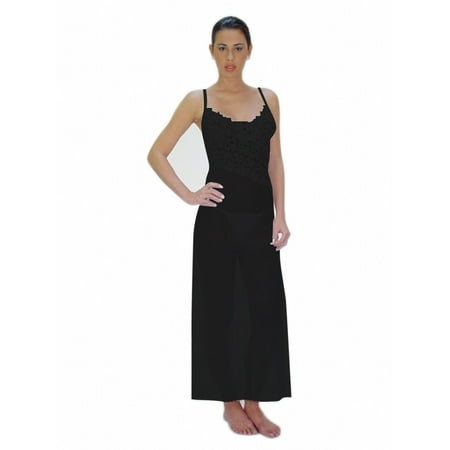 Lace Bodice Gown - Sheer Fabric Gown with Angle-Cut Lace Bodice and Matching Thong
