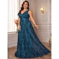 thumbnail image 2 of Plus Size Formal Dresses for Women with Embroidery Sequin and V-Neck, A-Line Maxi Dress for Wedding and Cocktail, 2 of 6