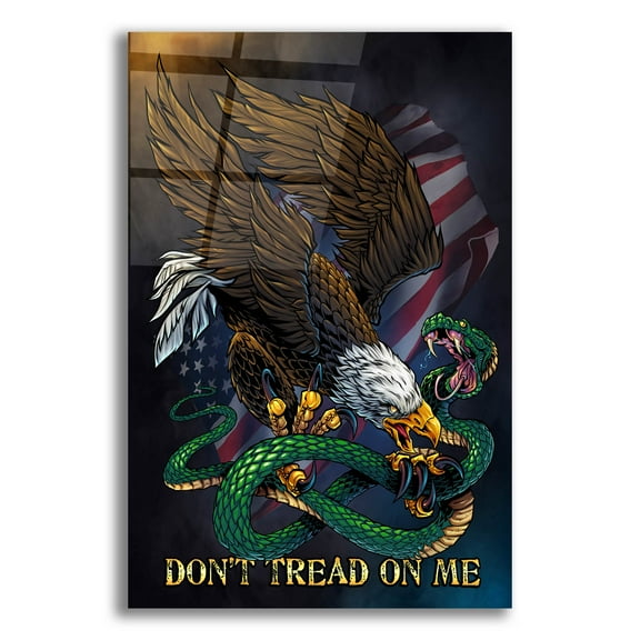 Epic Art 'Don't Tread On Me Eagle and Snake' by Flyland Designs, Acrylic Glass Wall Art, 12"x16"
