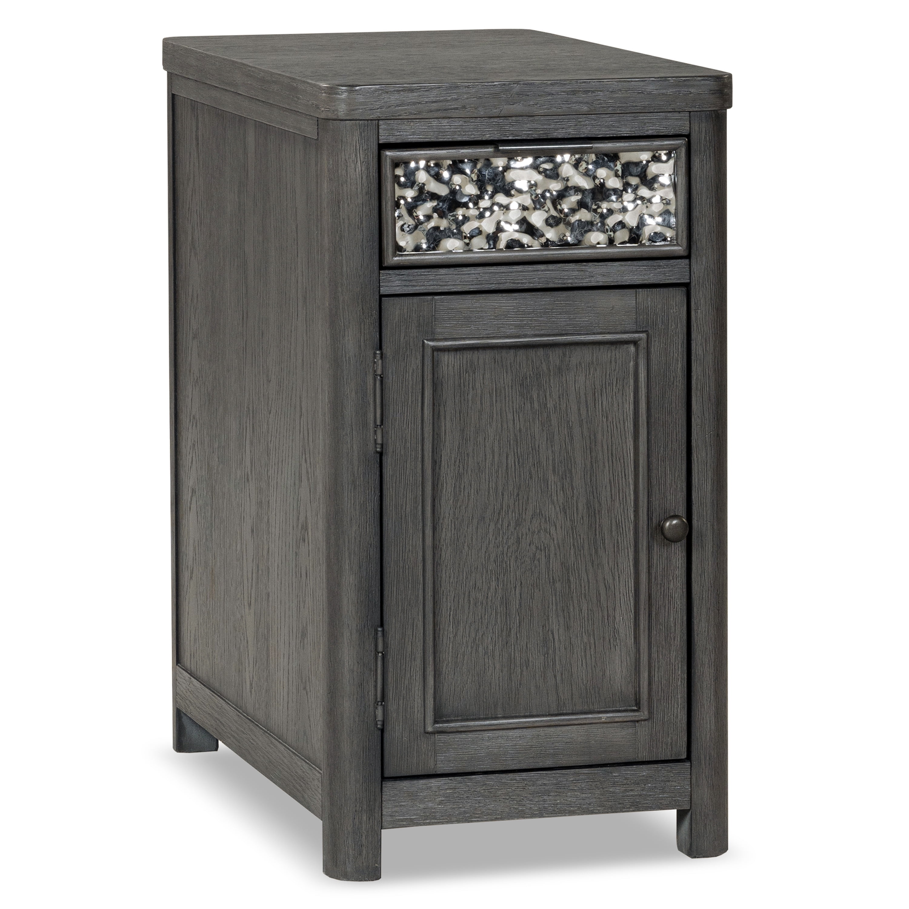 Furniture of America Cheri Modern 1-Drawer and USB Port Solid Wood Indoor End Table with USB Port, Ash Gray