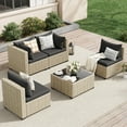 thumbnail image 5 of UDPATIO 5 Pieces Outdoor Patio Furniture Set, Outdoor Wicker Patio Conversation Set with Cushions for Backyard, Porch, Garden(Black), 5 of 9
