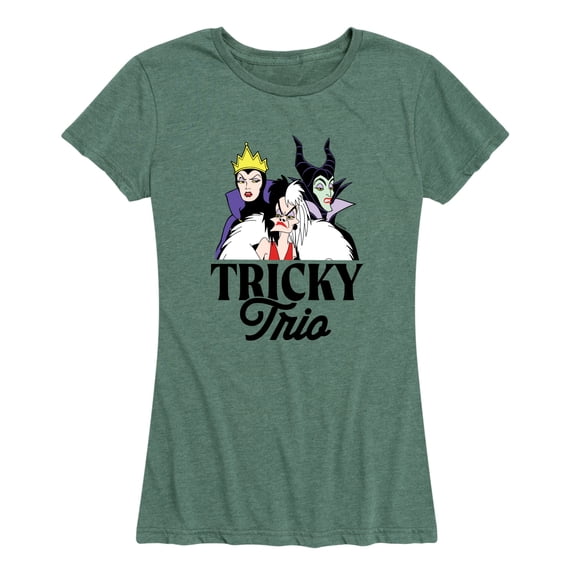 Disney - Evil Queen Maleficent Cruella Tricky Trio Women's Short Sleeve Graphic T-Shirt