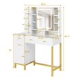thumbnail image 5 of Ataucjin Makeup Vanity Desk,Vanity Desk with LED Lighted Mirror & Power Outlet,3 Lighting Modes, Brightness Adjustable,Vanity Desk with Acrylic Tabletop & Drawers and Cabinets, 5 of 8