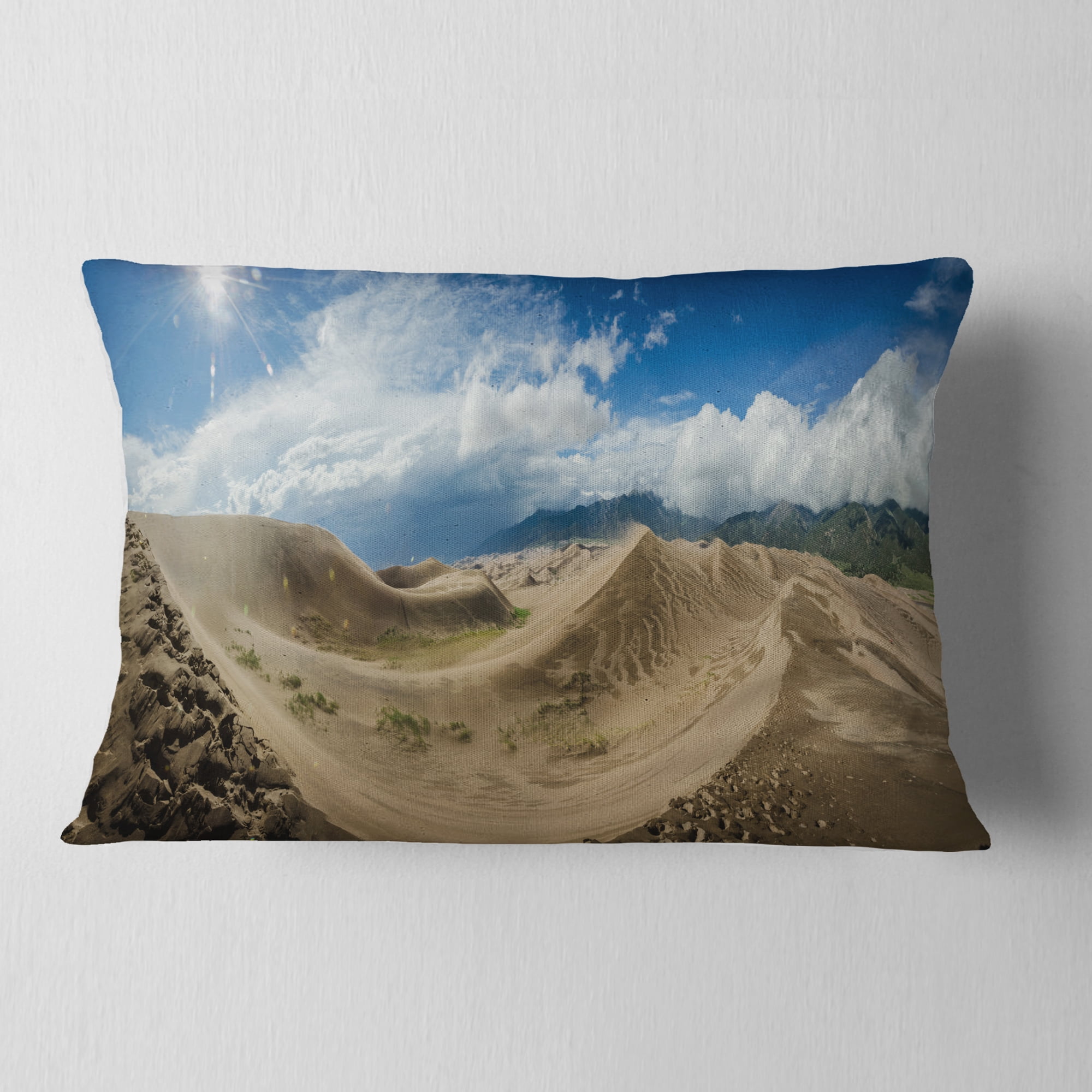 Designart Massive Sand Dunes Panorama - Landscape Printed Throw Pillow - 12x20