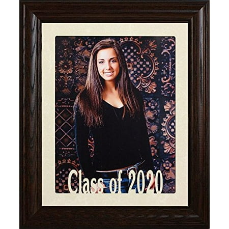 School Days Photo Mat 8X10 Class Of 2020 Portrait Senior/Graduate School Photo Keepsake Frame ~ Laser Cut Cream Mat With Frame (Walnut) ()