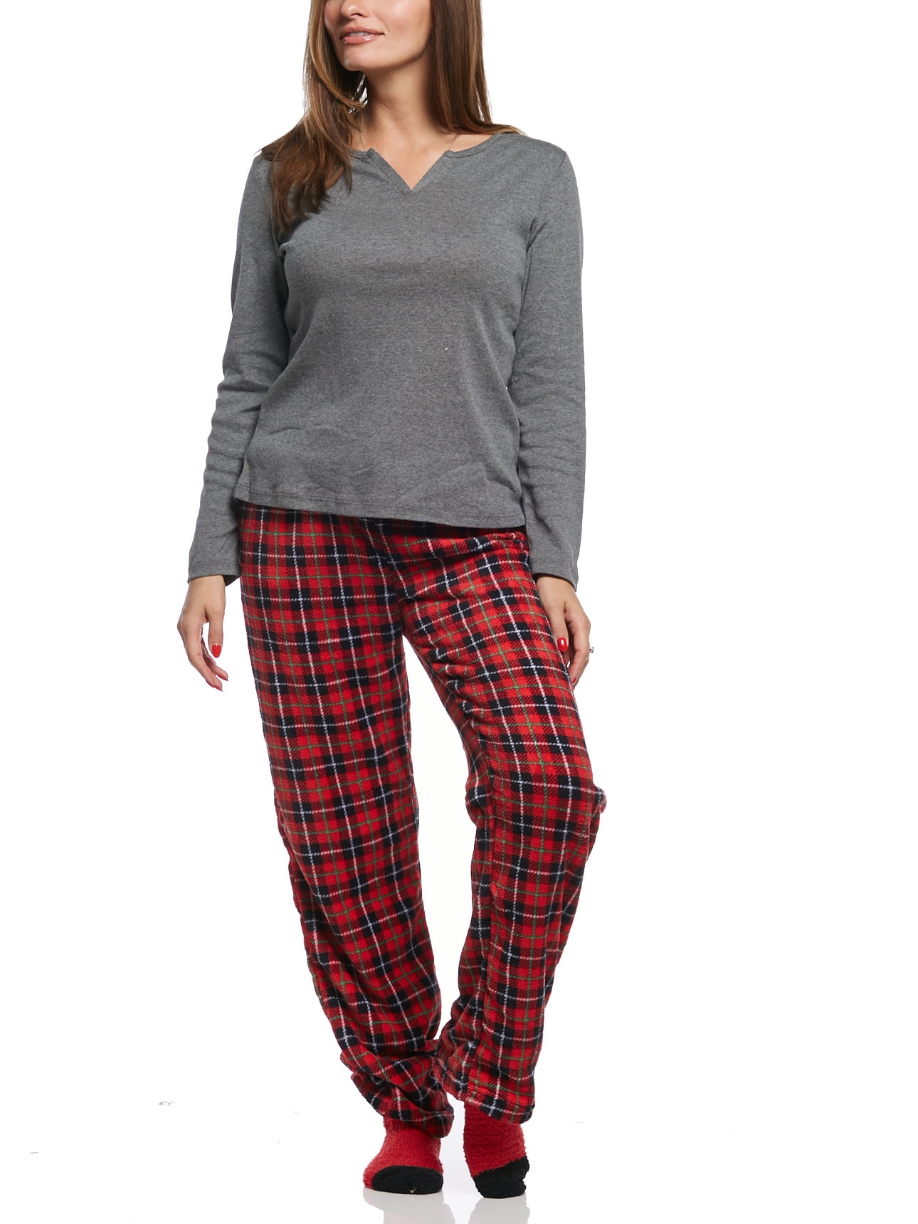 Rene Rofe Women's Pillow Talk Cozy Toesie 3 Piece Pajama Set With Socks