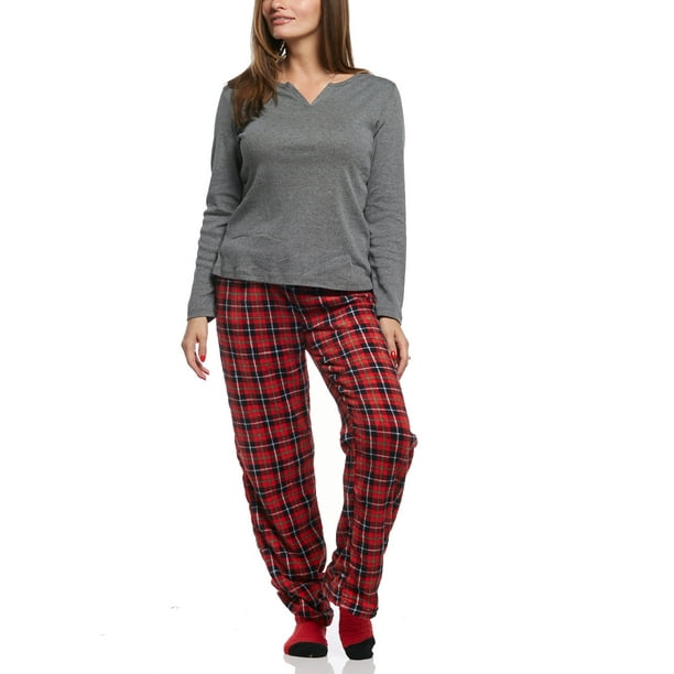 Rene Rofe Women's Pillow Talk Cozy Toesie 3 Piece Pajama Set With Socks